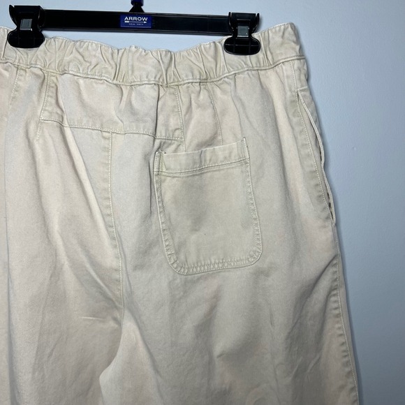 Free People Super Wide Leg Baggy Pants Beige Casual Elastic Waist Women Size L - Picture 4 of 7